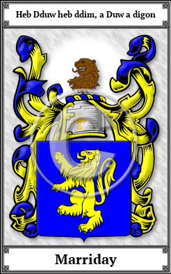 Marriday Family Crest Download (JPG)  Book Plated - 150 DPI