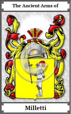 Milletti Family Crest Download (JPG) Book Plated - 600 DPI