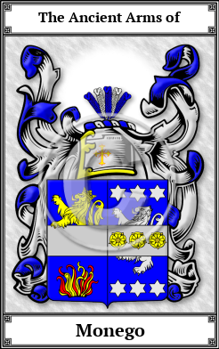 Monego Family Crest Download (JPG)  Book Plated - 150 DPI