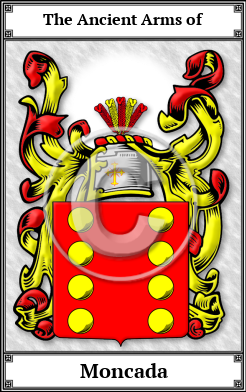 Moncada Family Crest Download (JPG)  Book Plated - 150 DPI