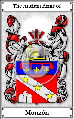 Monzón Family Crest Download (JPG) Book Plated - 600 DPI