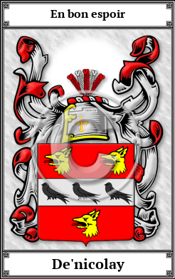 De'nicolay Family Crest Download (JPG)  Book Plated - 150 DPI