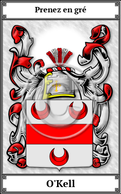 O'Kell Family Crest Download (JPG)  Book Plated - 150 DPI