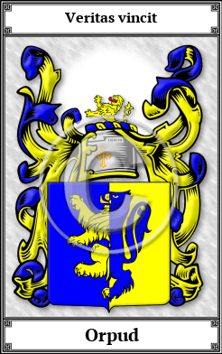 Orpud Family Crest Download (JPG) Book Plated - 600 DPI