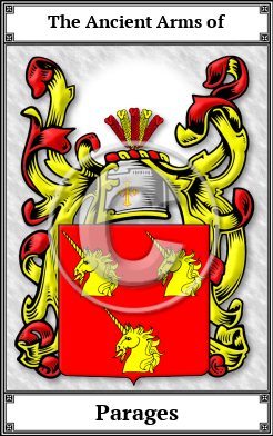 Parages Family Crest Download (JPG)  Book Plated - 150 DPI