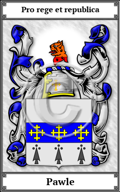 Pawle Family Crest Download (JPG) Book Plated - 600 DPI