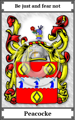 Peacocke Family Crest Download (JPG)  Book Plated - 150 DPI
