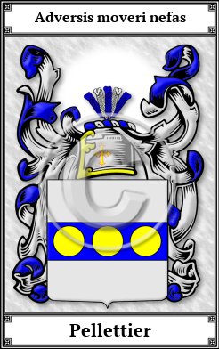 Pellettier Family Crest Download (JPG) Book Plated - 600 DPI