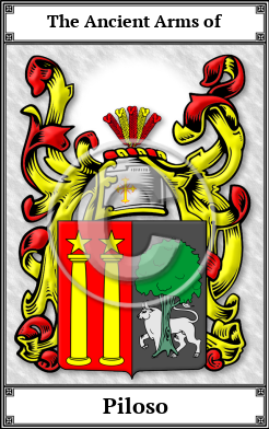 Piloso Family Crest Download (JPG) Book Plated - 600 DPI