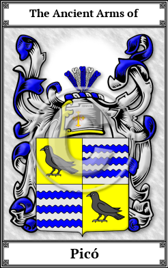 Picó Family Crest Download (JPG)  Book Plated - 150 DPI