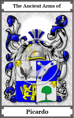 Picardo Family Crest Download (JPG)  Book Plated - 150 DPI