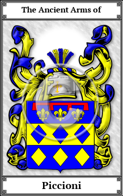 Piccioni Family Crest Download (JPG)  Book Plated - 150 DPI