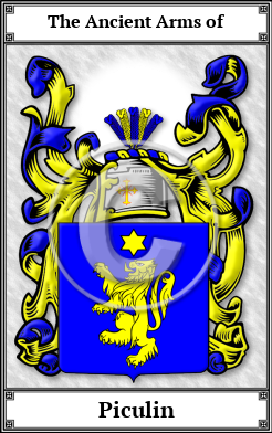 Piculin Family Crest Download (JPG)  Book Plated - 150 DPI