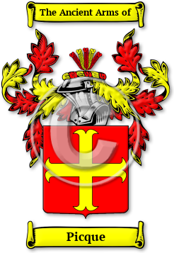 Picque Family Crest Download (jpg) Legacy Series - 150 DPI