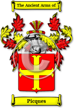 Picques Family Crest Download (jpg) Legacy Series - 150 DPI