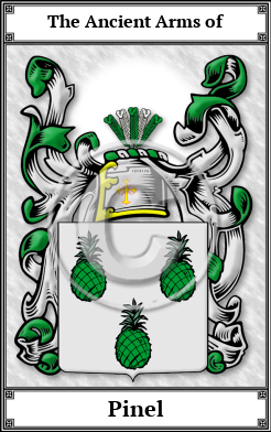Pinel Family Crest Download (JPG)  Book Plated - 150 DPI