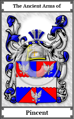 Pincent Family Crest Download (JPG)  Book Plated - 150 DPI
