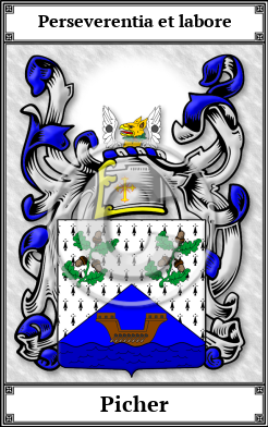 Picher Family Crest Download (JPG)  Book Plated - 150 DPI