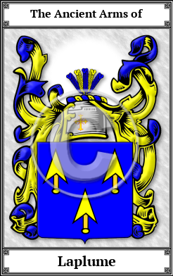 Laplume Family Crest Download (JPG)  Book Plated - 150 DPI