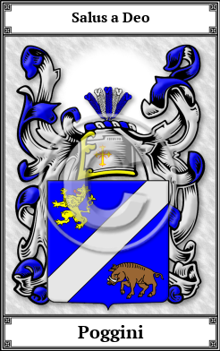 Poggini Family Crest Download (JPG)  Book Plated - 150 DPI