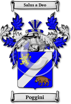 Poggini Family Crest Download (jpg) Legacy Series - 150 DPI