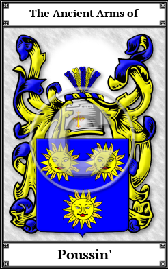 Poussin' Family Crest Download (JPG)  Book Plated - 150 DPI