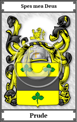Prude Family Crest Download (JPG)  Book Plated - 150 DPI