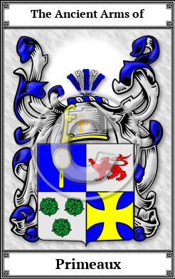 Primeaux Family Crest Download (JPG)  Book Plated - 150 DPI