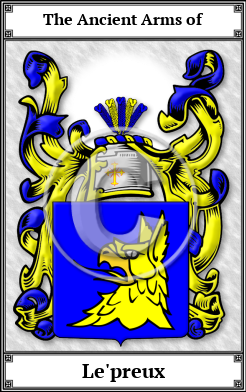 Le'preux Family Crest Download (JPG)  Book Plated - 150 DPI