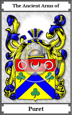 Puret Family Crest Download (JPG) Book Plated - 600 DPI