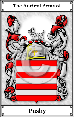 Pushy Family Crest Download (JPG) Book Plated - 600 DPI
