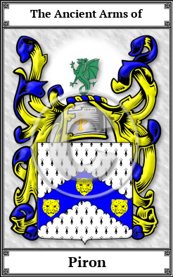 Piron Family Crest Download (JPG)  Book Plated - 150 DPI