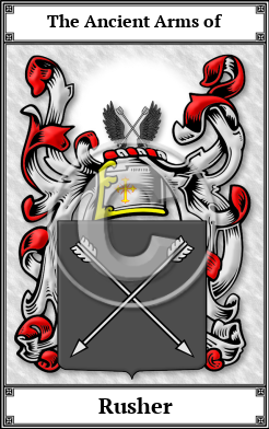 Rusher Family Crest Download (JPG)  Book Plated - 150 DPI