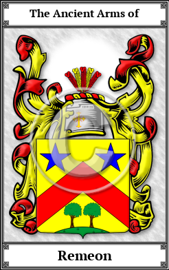 Remeon Family Crest Download (JPG)  Book Plated - 150 DPI