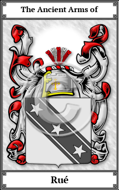 Rué Family Crest Download (JPG)  Book Plated - 150 DPI