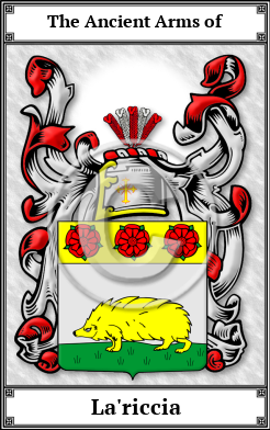 La'riccia Family Crest Download (JPG) Book Plated - 600 DPI