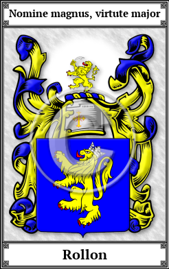 Rollon Family Crest Download (JPG) Book Plated - 600 DPI