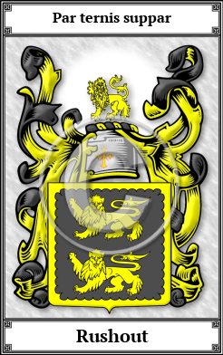 Rushout Family Crest Download (JPG)  Book Plated - 150 DPI