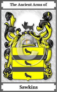 Sawkins Family Crest Download (JPG)  Book Plated - 150 DPI