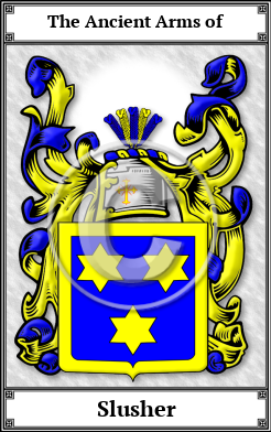Slusher Family Crest Download (JPG)  Book Plated - 150 DPI