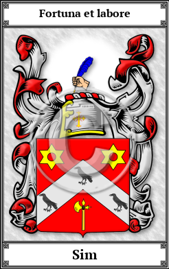 Sim Family Crest Download (JPG)  Book Plated - 150 DPI