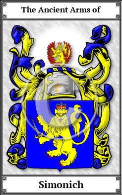 Simonich Family Crest Download (JPG)  Book Plated - 150 DPI