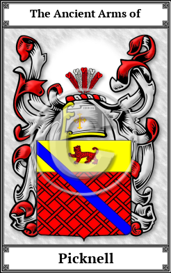 Picknell Family Crest Download (JPG)  Book Plated - 150 DPI