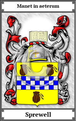 Sprewell Family Crest Download (JPG)  Book Plated - 150 DPI