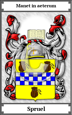 Spruel Family Crest Download (JPG)  Book Plated - 150 DPI