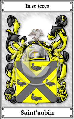 Saint'aubin Family Crest Download (JPG)  Book Plated - 150 DPI