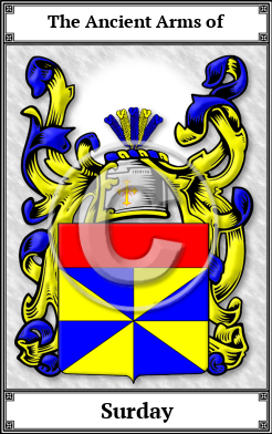 Surday Family Crest Download (JPG) Book Plated - 600 DPI