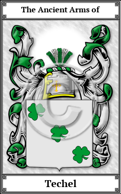 Techel Family Crest Download (JPG) Book Plated - 600 DPI