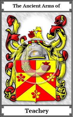 Teachey Family Crest Download (JPG)  Book Plated - 150 DPI