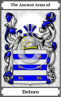 Detoro Family Crest Download (JPG) Book Plated - 600 DPI